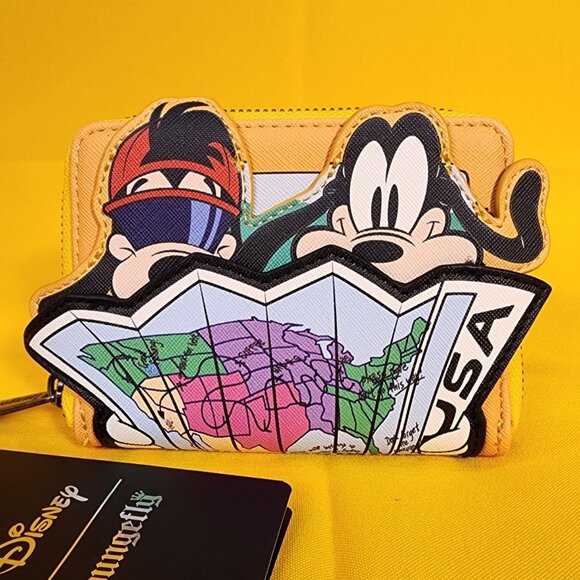 Loungefly Disney Goofy Movie Road Trip Map Max & Goofy Zip around Wallet NEW - Picture 1 of 12